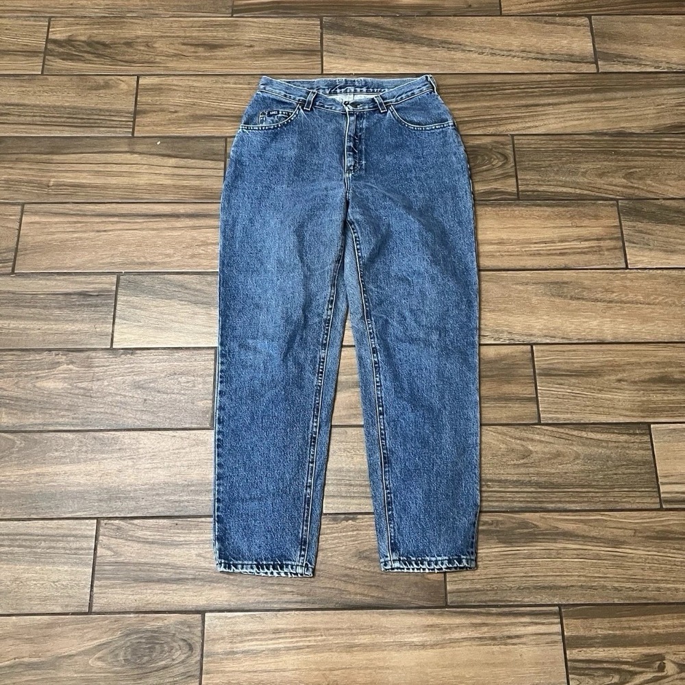 Lee Original Jeans Womens 10P Petite Blue High Rise Tapered Mom Jeans